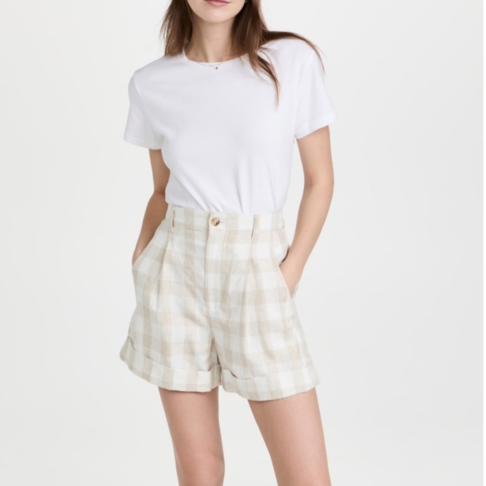 NWT Madewell linen blend pleated cuff shorts size 2